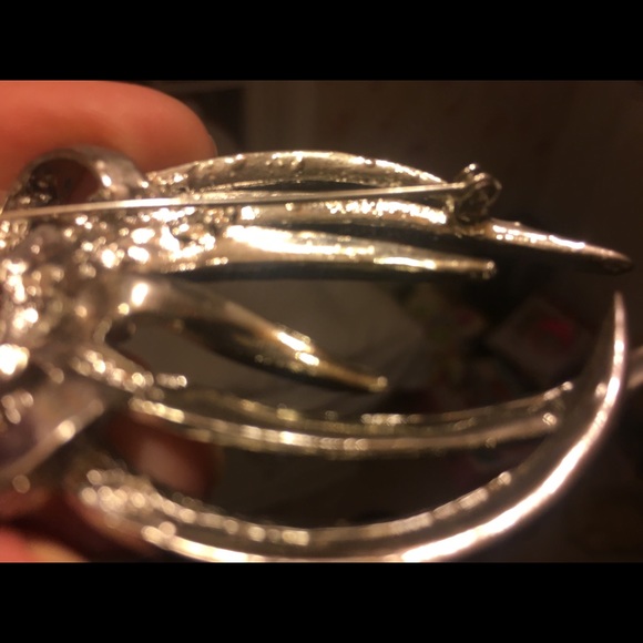 Vintage large silver tone and emerald - Picture 5 of 6